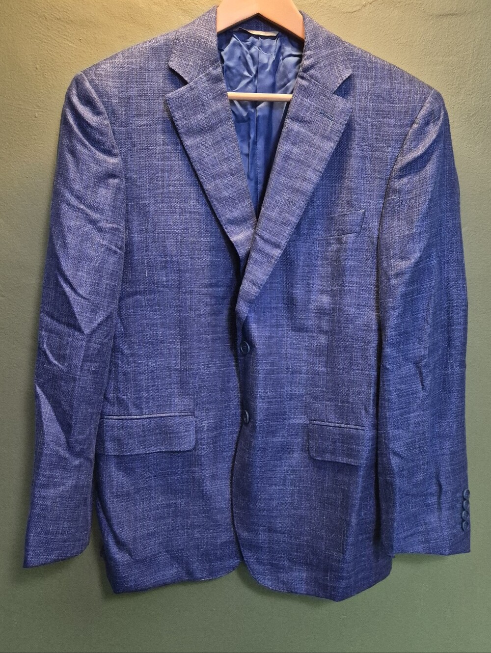 Canali Made in Italy Blue Wool Silk Linen Sport Coat Blazer 34R / EU 50